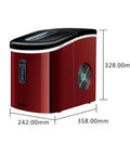 Quick Chill Portable Ice Cube Maker With Automatic Self Clean, Compact Countertop Machine, red exterior, transparent panel