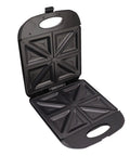 Heavy Duty 1400W Panini Press Grill With Nonstick Coating Hot Sandwich Maker open with multiple triangle molds for toasting.