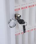 Heavy Duty Cell Phone Locker For Classrooms 48 Slot Portable Storage Cabinet key latch close-up for secure storage.