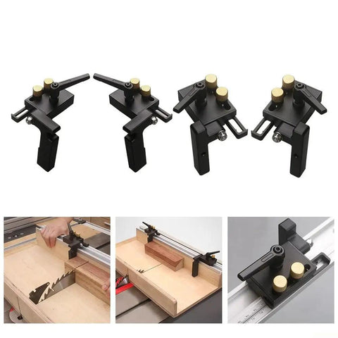 Heavy Duty Aluminum Miter Track Stop For Router Table with adjustable 19mm T Slot Limiter, set of four with use examples