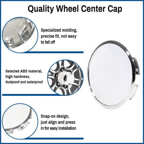 Open End Plus Plug Wheel Center Caps For Trailer And RV Replacement Chrome EZ Lube Cap 2.22 Inch Set of 4 with features