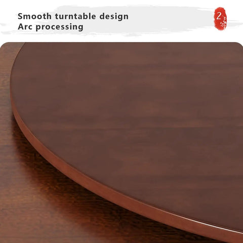 Premium Solid Wood Lazy Susan Turntable Smooth Rotating Serving Tray round oak surface with smooth edge detail.