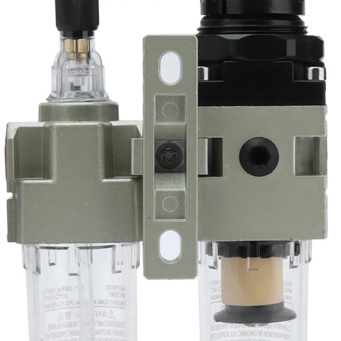 Close-up of Heavy Duty Aluminum Alloy Filter Pressure Regulator Kit With Gauge for Pneumatic Systems and Air Filtration
