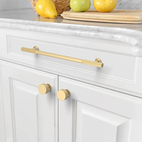 10 Piece 10 Inch Brushed Gold Kitchen Cabinet Handles With Sleek Profile And Consistent Screw Spacing for white cabinet drawers.