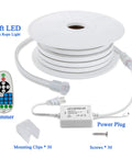 LED Neon Rope Light 50ft Flexible Strip White 6000K 120V IP67 Waterproof Connectable with Dimmer Easy Install Kit