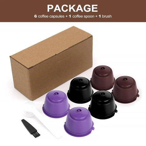 Reusable Coffee Capsules Compatible With Nescafe Dolce Gusto Machines Mini Me Piccolo Genio Esperta Refillable Pods Six Pack Two Black Two Brown Two Purple Cut Costs Save Cash And Brew Custom Coffee At Home