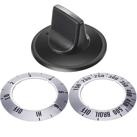 Universal Stove Knob Replacements for Oven and Range Burners Kit KN002 black control knob with temperature dials
