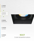 Trimless Recessed Ceiling Lights 4 Inch Led Downlight Fixture 18 Pack With Junction Box 5Cct color temperature options display.