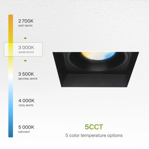 Trimless Recessed Ceiling Lights 4 Inch Led Downlight Fixture 18 Pack With Junction Box 5Cct color temperature options display.