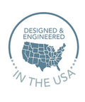 Designed and engineered seal featuring a map of the USA, emphasizing quality made in the USA.