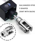 2 Pack Air Cylinder Clevis End Connector M8x1.25 Thread 42mm Length Fork End Yoke Joint With Spring Pin, Steel Zinc Plated, Heavy Duty Clevis Link For Electronic Automatic Equipment And Industrial Machinery Setup, shown with cylinder rod
