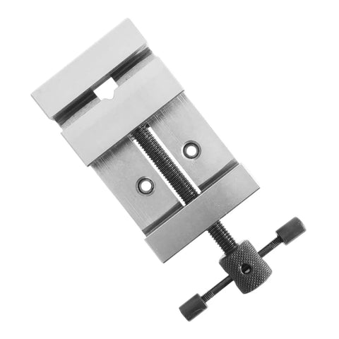 Heavy Duty Steel Grinding Vice Featuring Smooth Gliding Jaws And Slick 2 Inch Jaw Spread For Mini Milling Machines, top view.