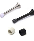 Rubber Door Stop Bumper Caps 40 Pack Replacement Covers For Wall Floor And Door Protection Door Stopper Ends For Skirting Boards 0.39 Inch Inner And 0.5 Inch Outer Two Color Options, showing black and white caps with metal springs.