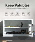 Heavy Duty Solid Steel Electronic Safe Box With RFID Access for Home, open with valuables inside, white finish, interior view