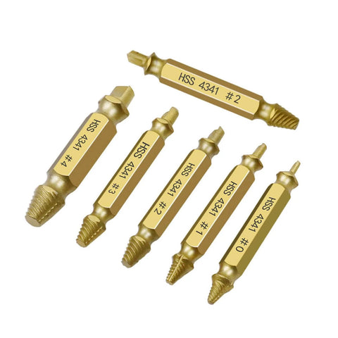 6 Piece HSS Screw Extractor Set For Broken Bolts And Damaged Screws With Durable Storage Case A Heavy Duty Remover Kit