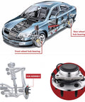 Front 2WD Wheel Bearing Hub And Bearing Assembly For Chevy Tahoe Silverado 1500 Suburban Avalanche Express 6 Lug With ABS Fits GMC Yukon XL 1500 Sierra Savana Cadillac Escalade 515054, diagram showing installation in vehicle with labeled front and rear wheel hub bearings.