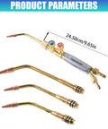 Pro Grade Heavy Duty Brass Welding Cutting Heating Torch Kit 4 Piece Set With Check Valves, showing torch and size label