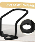 Close-up of black Rear Derailleur Guard And Rack Protector For Mountain Road And Folding Bikes in metal with mount detail