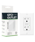 Top Shelf 20 Amp GFCI Outlet With Auto Self Triggering Ground Fault Breaker And Bright Led Light Weather Proof Receptacle in packaging.