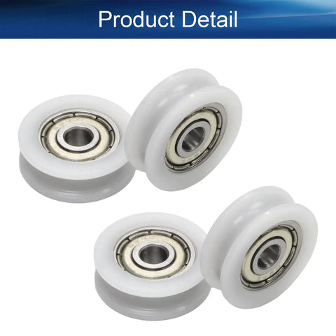 Nylon Pulley Wheel Set For Guide Rail And Flat Roller U Shape Groove Nylon Plastic Pulleys 4x18x6mm White 4 Pieces Built To Last, set of 4