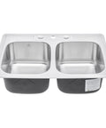 50/50 Built Tough Double-Bowl Stainless Steel Kitchen Sink, 33 By 22 By 9 Inches, Top Mount Or Drop-In, 18 Gauge T304