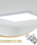 Bingche 20 Pcs Spring Clips for Recessed Lighting installation with a metal clip securing a panel lamp in a ceiling.