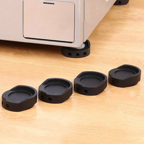 4 Pack Black Rubber Anti Skid Shock Absorbing Mats for Washing Machines And Furniture Feet Pads on Hardwood Floor