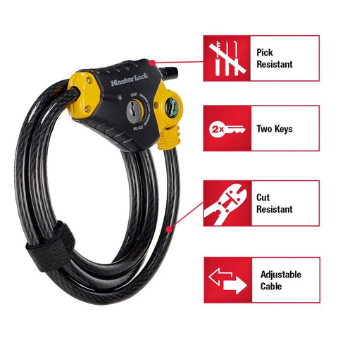 Python Cable Lock With Key, Heavy Duty Outdoor Lock For Bikes Trail Cameras Kayaks And Gear, Six Foot Long And Three Eighths Inch Diameter
