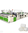 Level Up Your Tissue Business Game With This Rock Solid Heavy Duty Commercial Toilet Paper Rewinder Machine And Complete Production Line, showing an industrial rewinder with green accents.