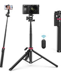 Extendable Phone Tripod With 2 In 1 Phone Clip And 360 Degree Ball Head Aluminum Selfie Stick Stand Reaches Up To 82 Inches Cold Shoe Mount