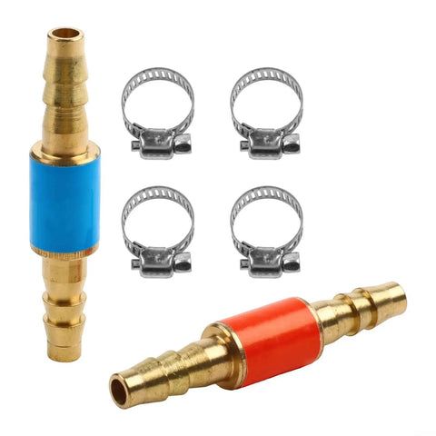 Gas Flow Control Set Of Two Flashback Arrestors With Four Clamps For Soldering And Welding Safety Brass And Stainless Steel Construction