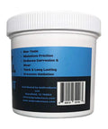 Side view of container labeled Waterproof 6 Oz Ball Hitch Grease For All Ball Mounts And Hitches Reduces Wear And Friction