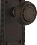 Craftsman Plate With Mission Knob Privacy Door Lock Set In Oil Rubbed Bronze, Two And Three Quarters Backset, Solid Brass Plates