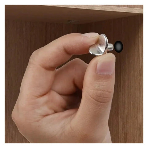 Hand positioning Heavy Duty L Shaped Shelf Support Pegs Set for wardrobe bookcase and glass shelves installation.