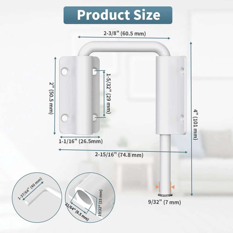 Upgraded Aluminum Sliding Door Loop Lock With 2 Inch U Shaped Multi Angle Design For 90 And 180 Degree Sliding Barn Doors Fences Windows Closets And Wardrobes No Fuss Setup Easy Install Durable White Gate Latch 1 Pack dimensions