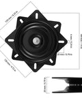 Heavy Duty 6.25 Inch Bar Stool Swivel Plate Set For Chairs, Durable Cold Rolled Steel, Smooth Black Finish, Rust Resistant, High Load Bearing, Easy Install, 4 Pack Swivel Base Replacements, top view with 6.25 in size