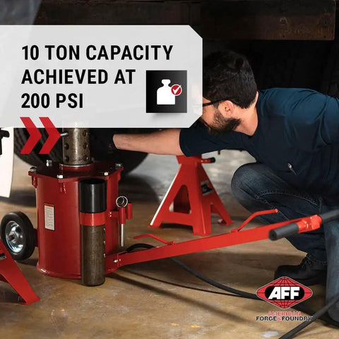 Tough As Nails 10 Ton Air Lift Jack With Precise Valve Control Heavy Duty Air Powered Lifter For Trucks Trailers And Construction Gear Built To Run Smooth As Butter On Any Auto Shop Floor Without Breaking A Sweat