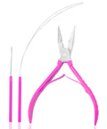 Hair Extension Pliers Tool Kit Stainless Steel Pink Pro Grade For Micro Link Bead Extensions And Feather Extensions Precision Pliers For Salon Quality Bead Tooling And Easy Weaving, with loop tools