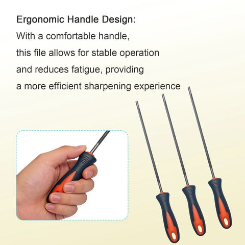 4.0mm Chainsaw File For One Quarter To Three Eighths Inch Picco Chains Fits MS170 MS180 MS250 Saws Sharpening File With Easy Grip Handle 3 Pack
