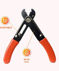 Adjustable Wire Stripper Tool PA1161 for 30-10 AWG Solid and Stranded Wire with red dipped handles and adjustable screw.