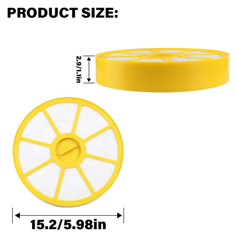 Front Filter Replacement For DC14 DC15 Animal All Floors Vacuum Cleaners, yellow round filter, 5.98in diameter, 1.1in height.