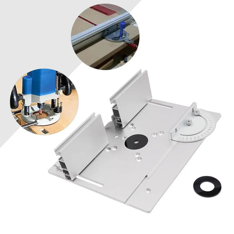 Top Shelf Aluminum Alloy Router Table Insert Plate slick surface, 9.45x7.87 inches, precision fit for power trimmers and engravers.