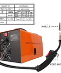 140Amp MIG Welder Flux Core Gasless 110V Inverter with welding gun and nozzle detail