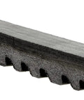 XL High Capacity Automotive V Belt, fiber reinforced rubber, side view showing form ground top width and grooved sidewalls.