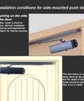 Heavy Duty Hydraulic Automatic Door Closer With Premium Slide Rail System for side-mounted push door installation