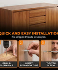 Short Expansion Screw Set For Cabinet Hinges Hinge Repair Kit With Expansion Anchors And Screws installation process