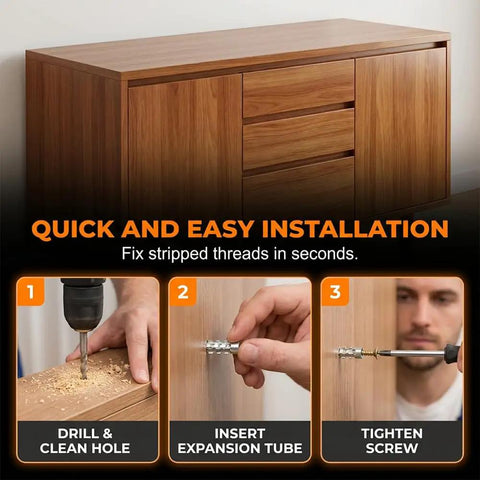 Short Expansion Screw Set For Cabinet Hinges Hinge Repair Kit With Expansion Anchors And Screws installation process