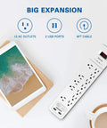 Boss Level Surge Protector Power Strip Featuring Hella Spacious 12 Outlets And 2 Usb Ports Plus A Six Foot Extension Cord And 2390 Joules