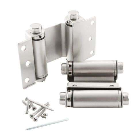 3 Inch Double Action Spring Door Hinge Set Self Closing For Saloon Bar Pub Cafe Doors Satin Nickel Finish Durable Steel Construction