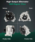 High Output 160 Amp Alternator Replacement For Jeep Wrangler 3.6L 2012 2018 JK 3.6L 2018 12 Volt CCW Rotation Six Groove Pulley